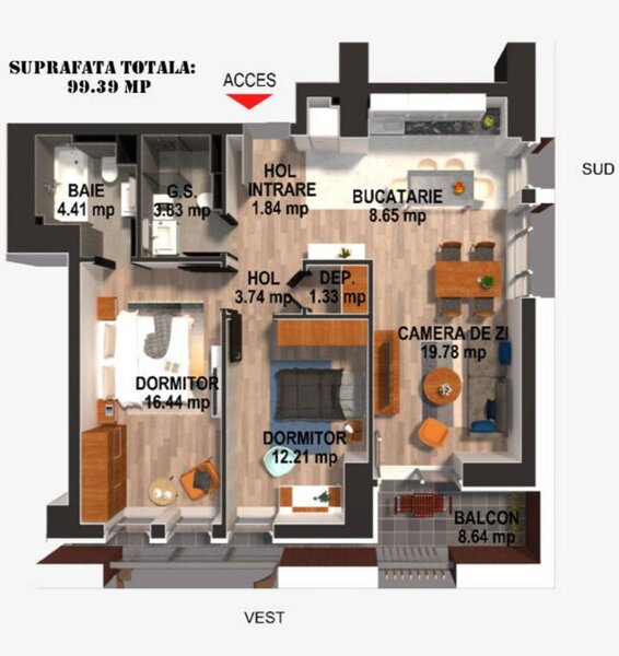 Drumul Taberei, Ap 3 camere in Moghioros Park Residence Loc parcare inclus